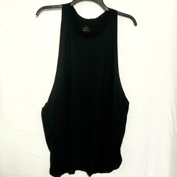 Women's L Solid Black Deep Cut Arms Racerback Tank Top - Picture 3 of 7